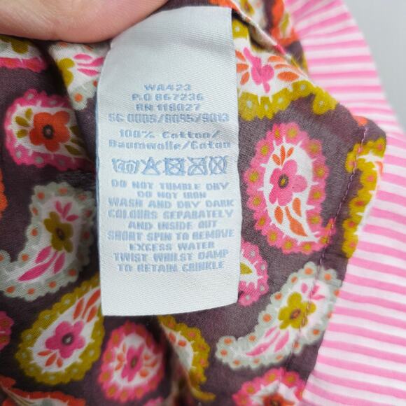 Boden Pink & White Paisley Tunic Swimsuit Cover up Women's size 6 Striped Hem - Picture 4 of 8